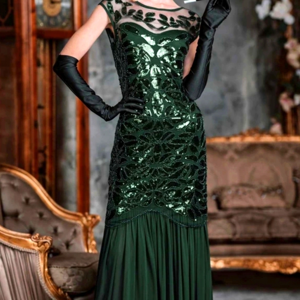 1920s sequin floor length gown